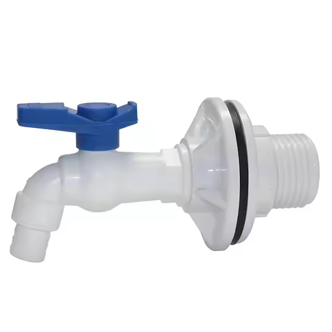 Plastic flange and plastic faucet Kit internal thread 3/4'' 1/2'' Drilling diameter 35mm 29mm Faucet