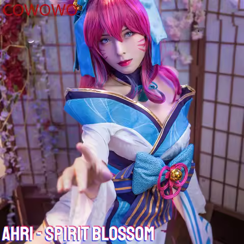 COWOWO Game LOL Ahri Spirit Blossom Cosplay Costume LOL Cosplay Spirit Blossom Ahri Costume and Cosp
