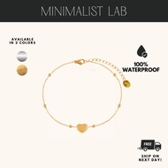 MINIMALIST LAB Titanium Heart Beaded Chain Bracelet | Gelang Manik Titanium | Gelang Love Charm | Wa
