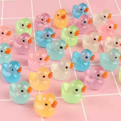 10/20/50pcs 26.5x25mm Mini Glow Little Duck DIY Resin Accessories Cartoon Jewelry Decoration Transpa
