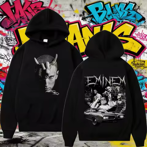 2025 Autumn Winter Rapper Eminem Slim Shady Men's Hip Hop Vintage Pullover Sweatshirt Unisex 100% Pu