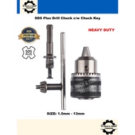SDS Plus 1.5-13mm Drill Chuck Adaptor Converter Head Set with Chuck Key for Bosch Makita GBH Drill K