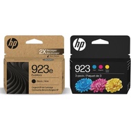 HP Original 923e EvoMore Black / 923 Tri-Color Ink Cartridges (2-Pack) | Works with Printer Series: 