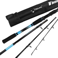 Fiblink 4-Piece 7-Feet Carbon Fiber Boat Fishing Rod Spinning Travel Portable Rod Tournament Fishing
