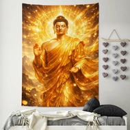 Kain gantung menghiasi patung Buddha dan tapak teratai, potret, hiasan dinding patung Buddha, hiasan
