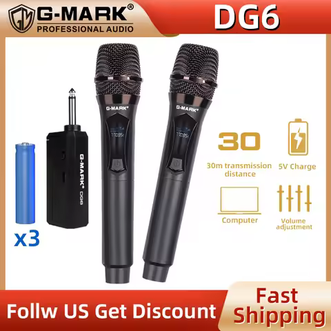 G-MARK DG6 Wireless Microphone 2 Channels UHF Professional Handheld Karaoke Micphone For Party Karao