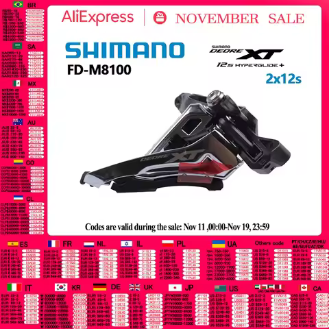 SHIMANO DEORE XT FD-M8100-M 2x12 Speed High Clamp Mountain Bike M8000 series Front Derailleur Biycle