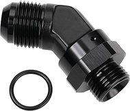 Podavelle 10AN Male Flare to 8AN -8 ORB O-ring Boss 45 Degree Swivel Fitting Adapter Aluminum Black