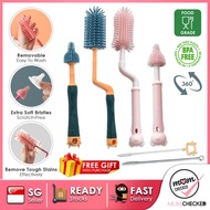 3 in 1 Silicone Bottle Brush | 360 Degree Rotate Bottle Brush | Baby Bottle Teat &amp; Straw Brush | Baby Milk Bottle Brush