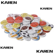 KAREN1 Round Wood Buttons, Football Baseball Ball Sports Painting, Smooth Soccer Wood 3/4inch Flatba