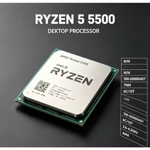 Socket AM4 6C/12T 7NM ZEN3 CPU Ryzen 5 5500 3.6/4.2GHz 16MB L3 Cache 65W No Cooler