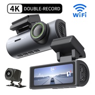 EKLEVA 4K WIFI Dash Cam Mini CAR DVR Front and Rear Dual Lens With 1080P Black Box Room Night Vision