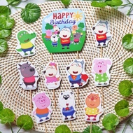 satu set topper toper cake hiasan kue ulang tahun karakter wolfoo
