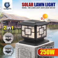 IWACHI โคมไฟหัวเสา ทรงสี่เหลี่ยม โคมไฟโซล่าเซลล์ 2 แสงในโคมเดียว IWC-LAWN-LIGHT-20CM-250W | ป้องกันน้ำ / ฝุ่น IP68 (ส่งจากไทย)