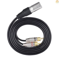 Fast Ship 1 XLR Male to 2 RCA Male Plug Stereo Audio Cable Connector Y Splitter Wire Cord (2 meters 