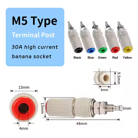 30A High Current M5 48 Pure Copper Terminal 5mm Banana Socket Plug Terminal Grounding Post