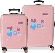 Love Vibes Medium Pink Suitcase 48 x 68 x 26 cm Hard Plastic Side Combination Lock 70 Litre 3 kg 4 W