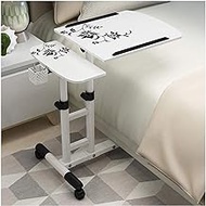 Bedside Desk C-shaped Base Laptop Desk Home Office Side Table Mobile Table Workstation Vented Laptop Stand Riser, Multifunctional Adjustable Portable Table, Bed Tray With Ergonomic Dual Layer