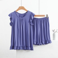 女士睡衣 3XL-8XL Womens Pajama Sets New Plus Size Lounge Wear Modal Sleeveless Shirt Shorts Suit Sleepwe
