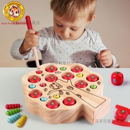 Baby Montessori Magnetic Insect Catching Clip Apple Insect Catching Puzzle Number Cognition Color Co
