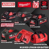 MILWAUKEE RED-LITHIUM™-ION M18 Battery 3.0Ah / 5.0Ah / 8.0Ah / 12.0Ah