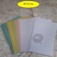 B5 26ring - binder refill loose leaf paper file filler color plain striped checkered dots