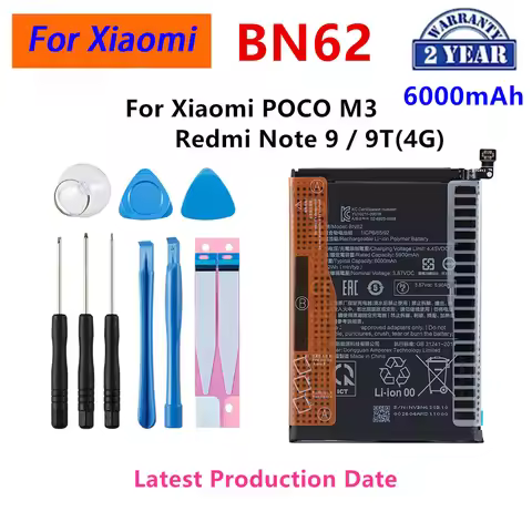 100% Orginal BN62 6000mAh Battery For Xiaomi POCO M3 Redmi Note 9 4G Redmi 9T 4G Phone Replacement B