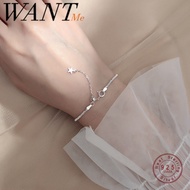 （Jump） WANTME Korean Minimalism Real 100 925 Sterling Silver Gypsophila Charm Chain Bracelet for Women Princess Wedding Jewelry GiftFine Bangle Bracelets，AccessoriesFine Bangle Bracelets，Accessories