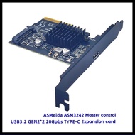 PCB Expansion Card PCIe to Type-C PCI Express PCI-E 4X to USB3.2 GEN2X2 20Gbps ASM3242 Adapter