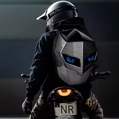 NR SPARK Motorcycle Backpack LED Eyes Mens Hard Shell Waterproof Knight Helmet Bag Luminous Riding G