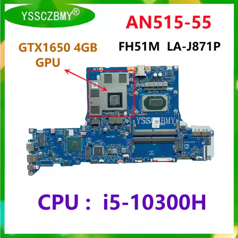 FH51M LA-J871P Mainboard For Acer AN517-52 AN515-55 Laptop Motherboard with CPU i5-10300H i7-10750H 