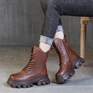 KY/16 Main Push！Height Increasing Breathable Boots Thick-Soled British Style Dr. Martens Boots Women2023Leather High Hee