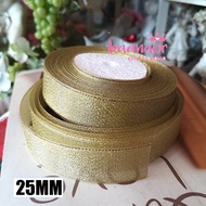 Gold Sand Ribbon Silver Available In Many Colors (25mm 38mm) Cut To Length From and for DIY Roll.