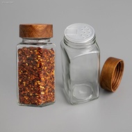 № Wooden Lid Seasoning Bottle 120ml Square Glass Organizer Jar Kitchen 4oz BBQ Spice Storage Jar Kitchen Accessories Wholesale