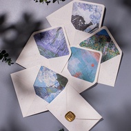 Monet Oil Painting Linen Texture Envelope Holiday Gift Card Envelope Cover Beige Paint Lining Color2