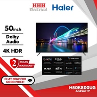 Haier 50" Television 4K HDR Android TV with Dolby Audio and HDMI H50K800UG Televisyen 50 Inch