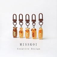 MISSKOI Simple Small Baguette Animal Bread Keychain Pendant Daily Bag Pendant