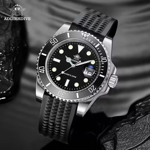 ADDIESDIVE Fashion Men's Quartz Watch Stainless Steel Super Luminous H3 Dive Watches 200M Waterproof