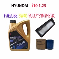HYUNDAI i10 1.25  OIL FILTER + AIR FILTER + FUELUBE 5W40 FULLY SYNTHETIC  ENGINE OIL