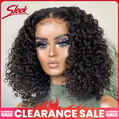 Peruvian Deep Curly Bob Hair Wig Black Dark Color Sleek HD 13*6*2 T Part Transparent Remy Natural Hi