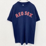 古著李大輔松坂大輔MLB紅襪短袖棒球T卹，印有球衣號碼，海軍藍，M碼