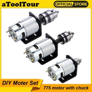 775 Motor With Miniature Hand Drill Chuck Rod and Mounting Bracket 10000rpm DC 12V Lathe Press for M