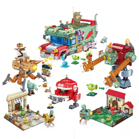 Plant War Tree House Building Blocks Crazy Backyard Zombie Attack Set Model Brick Toys For Children 