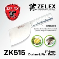 ZELEX Durian Fish Knife 5"/6" Wooden Handle Stainless Steel 5cr15 Mov Sharp Blade Pisau Pemotong Dur