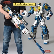 Ice Blue Sniper Warrior Transforming Robot Toy - 32cm Tall Armor, 70cm Sniper Rifle, 2-in-1 Robot to