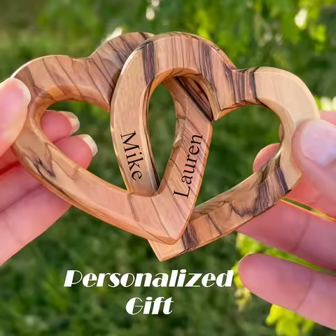 Personalized Interlocking Hearts Anniversary Gift for Her Him Bridal Shower Gift Wedding Souvenirs W