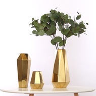 Electroplated Gold Ceramic Vase Table Decoration Office Desk Flower Vase Simple Nordic Vase Aesthetic Vase