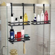 Shower Caddy Hanging Shelf with Hooks Suction Cups Stainless Steel Hanging Door Shower Rack Rustproo