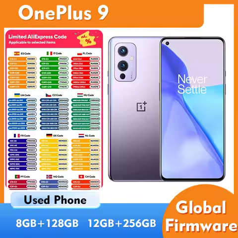 OnePlus 9 5G Smartphone 6.55inches 4500mAh 2400x1080px RAM 8GB/12GS ROM 128GB/256GB used phone