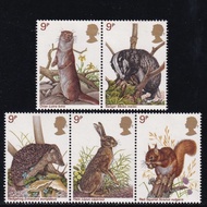 British Year 0.0 Animal Conservation Hedgehog Wild Rabbit Squirrel Otter Badger Stamp Full #